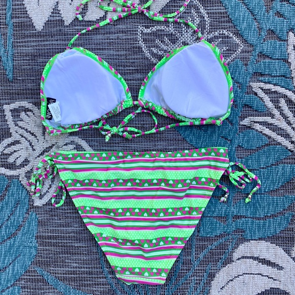 SOLD! InGear Two Piece Triangle String Bikini Top With Mid-Rise Bottom Large - Picture 4 of 5